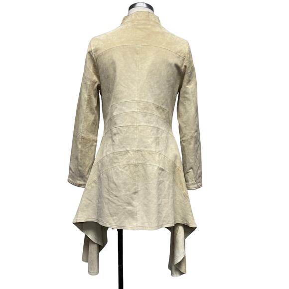 Arden B Womens Size M Tan Suede Leather Tailored Handkerchief Hem Jacket - Picture 6 of 10